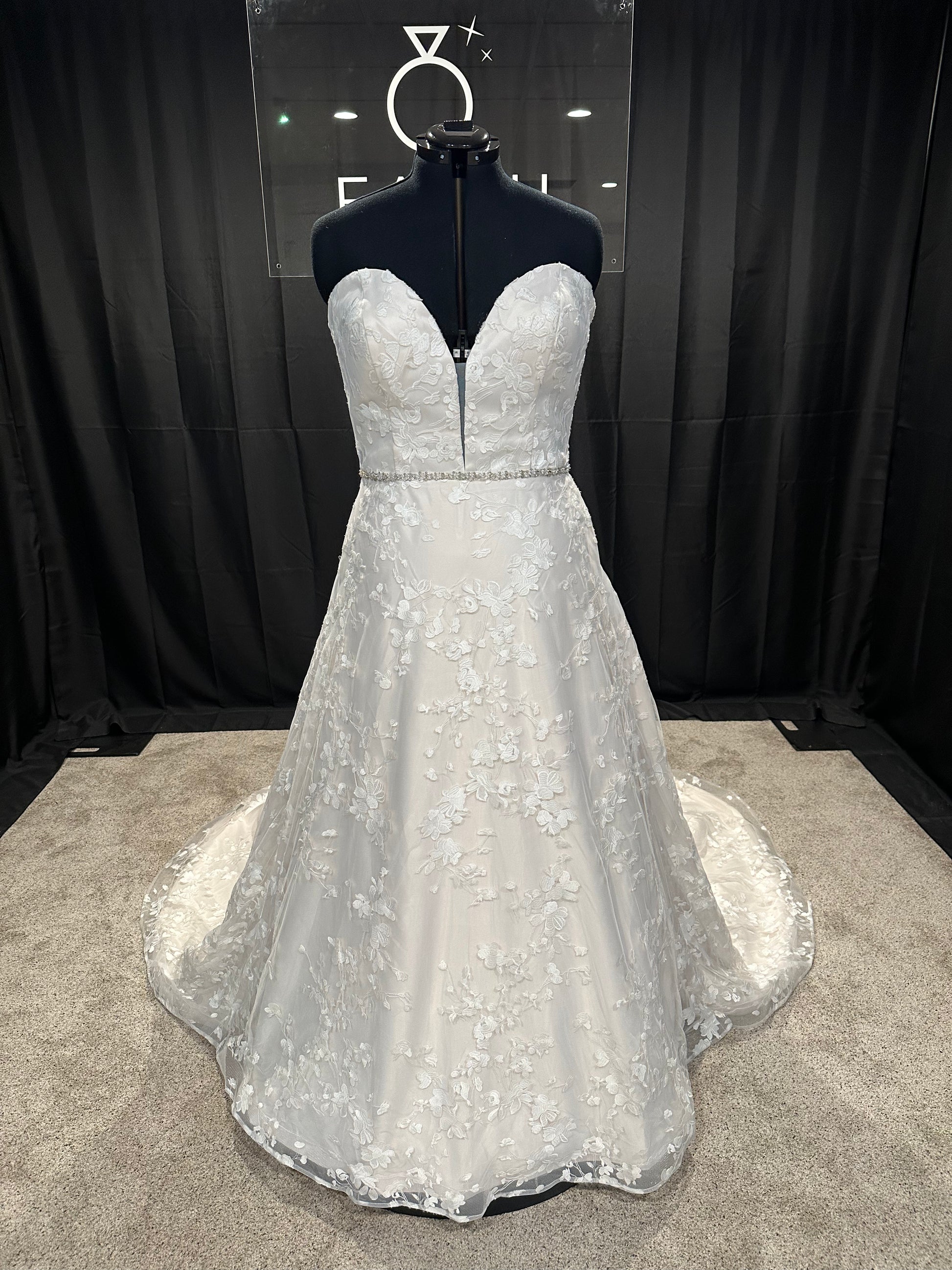 a line wedding dress size 18 Elegant A-Line Wedding Dress with Sheer Lace Sleeves